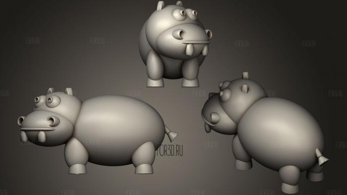 Cute Hippo stl model for CNC